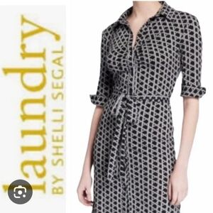 Laundry By Shelli Segal Black and White Geometric Dress